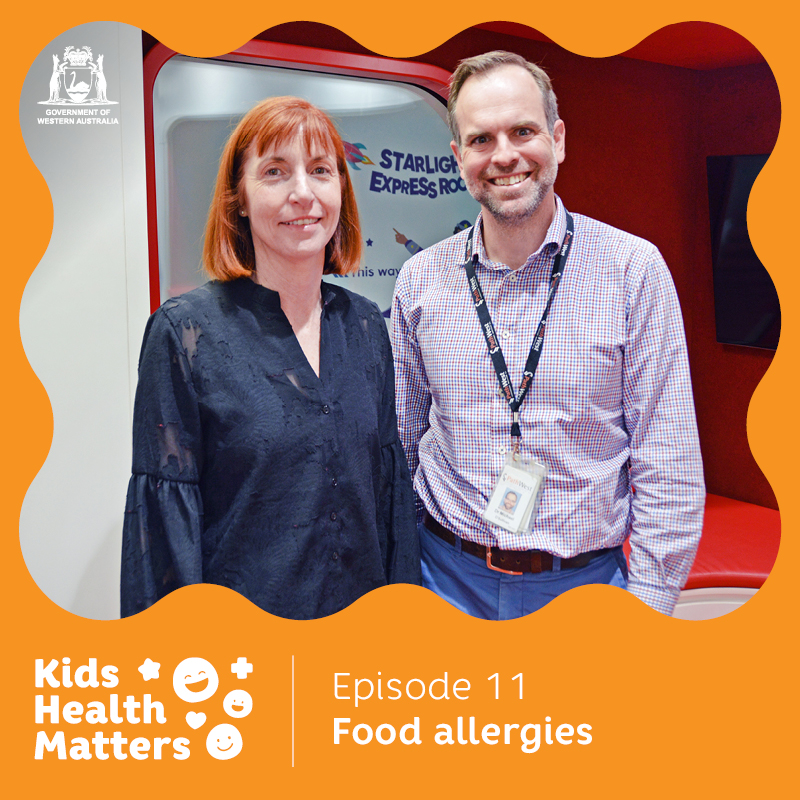 Perth Children's Hospital Dietitian Kath Harrigan and Immunologist Dr Michael O'Sullivan are the expert guests on this week's episode of Kids Health Matters, discussing food allergies.