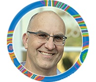 Presenter A/Prof Tony Kemp profile pic with colourful arcs logo