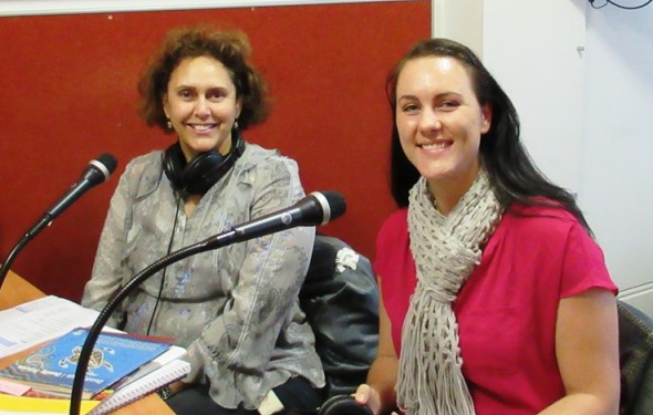 Jo Rogers and Fiona Madden in the Noongar Radio studio.