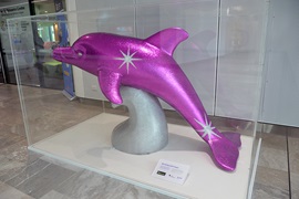 The Big Splash decorated dolphin artwork at PCH