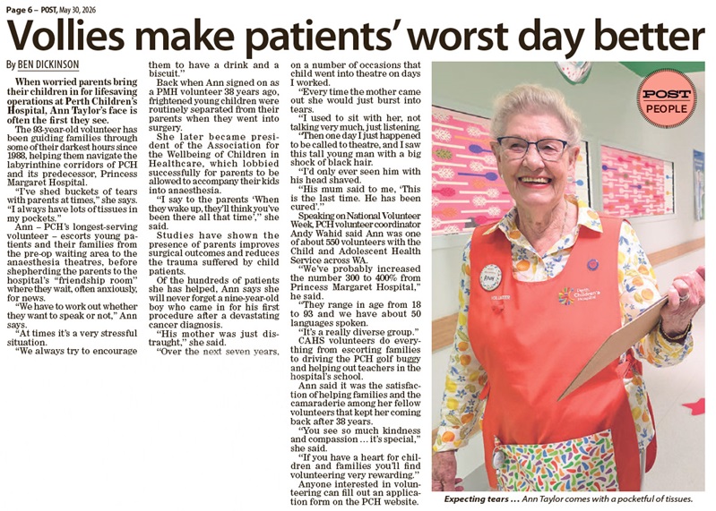 Ann Taylor was covered by The Post - pictured is a clipping of the newspaper article