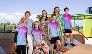 [L-R] Kids Yumna, Stellar, Flynn and Callum with Prof Jane Valentine, Dr Denitza Mironova, and Professor Liz Davis.
