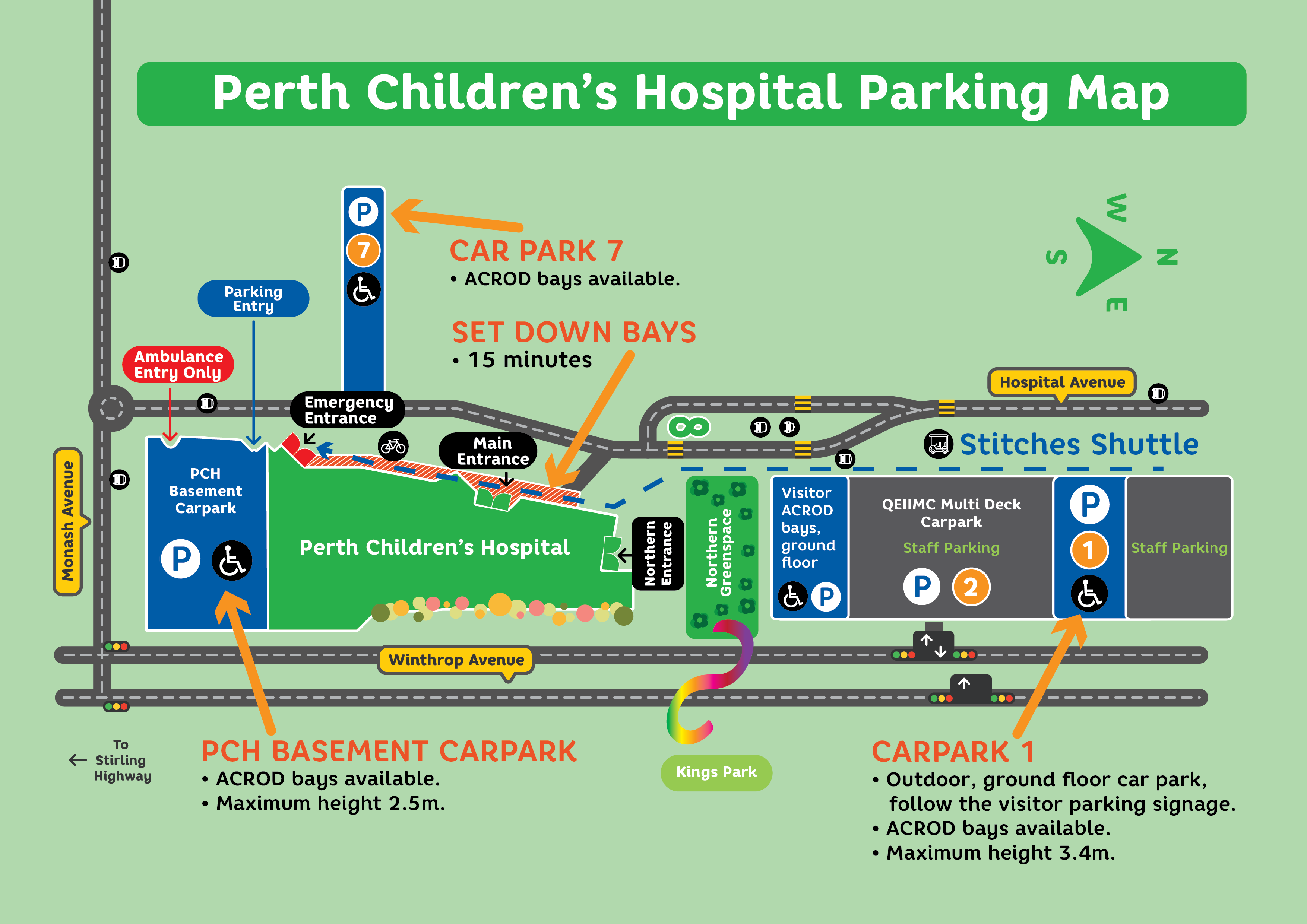 Map of carparks for PCH